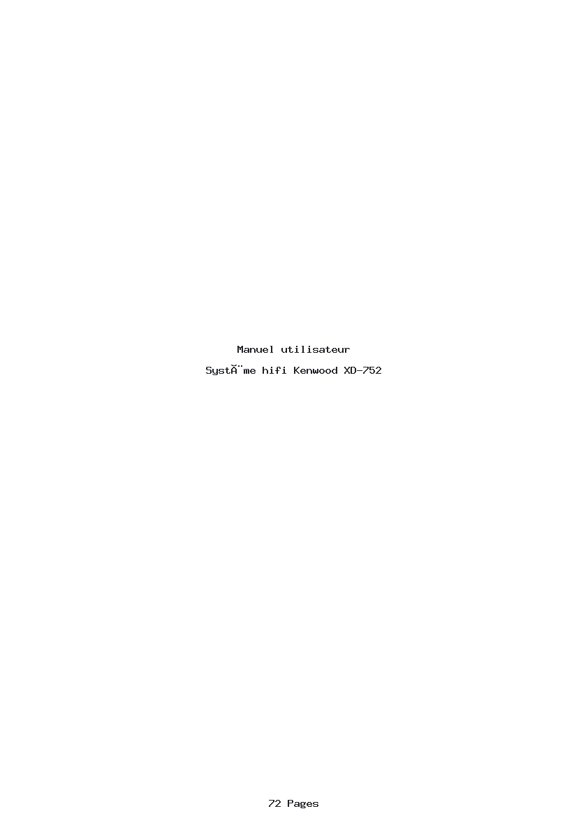 Page 1 de la notice Manuel utilisateur Kenwood XD-752