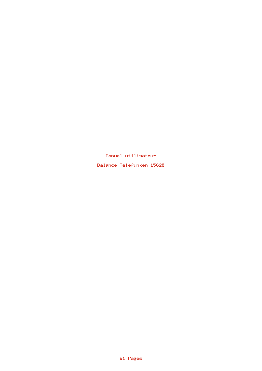 Page 1 de la notice Manuel utilisateur Telefunken 15628
