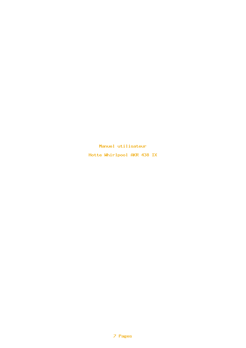 Page 1 de la notice Manuel utilisateur Whirlpool AKR 438 IX