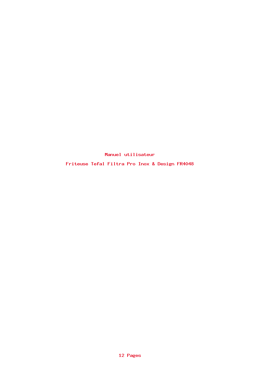 Page 1 de la notice Manuel utilisateur Tefal Filtra Pro Inox & Design FR4048