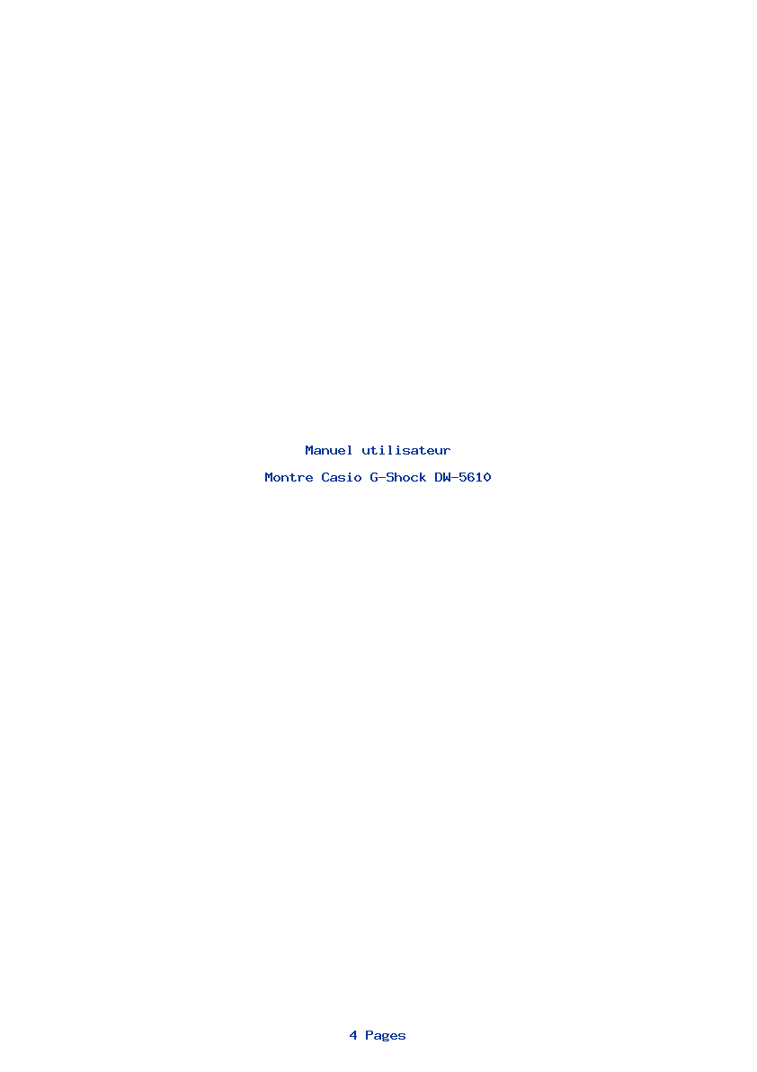 Page 1 de la notice Manuel utilisateur Casio G-Shock DW-5610