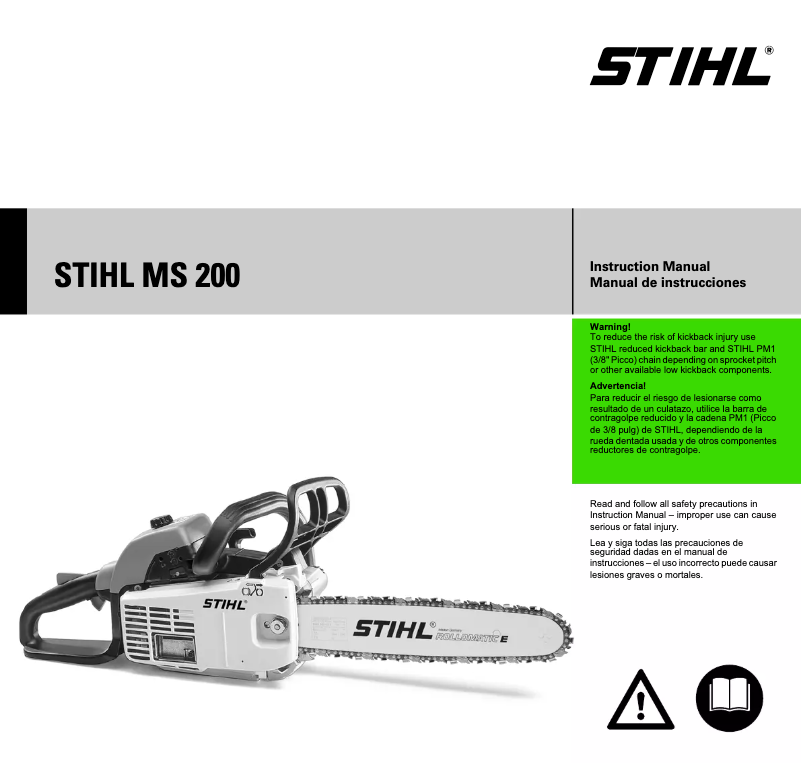 Page 1 de la notice Manuel utilisateur Stihl MS 200