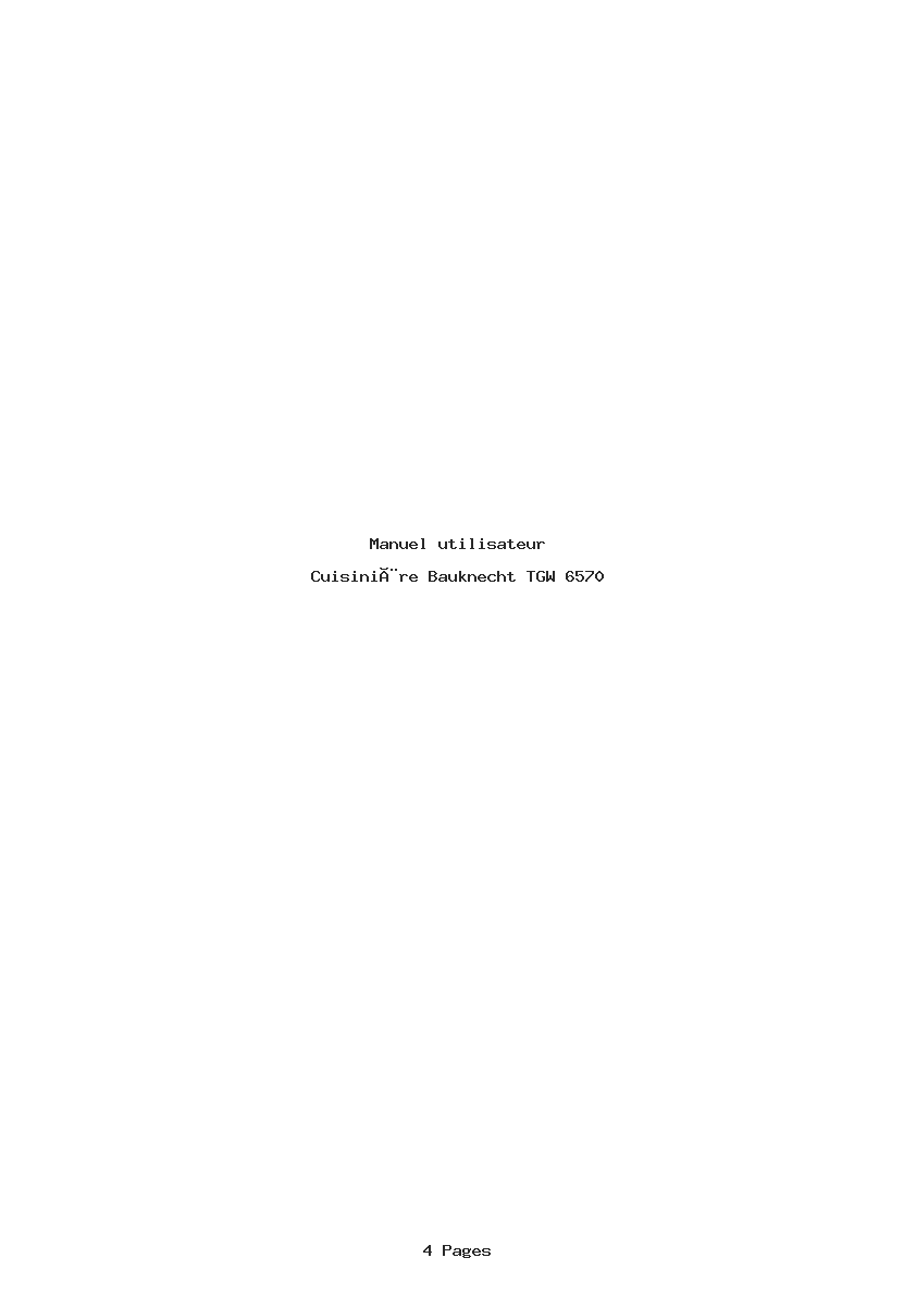 Page 1 de la notice Manuel utilisateur Bauknecht TGW 6570
