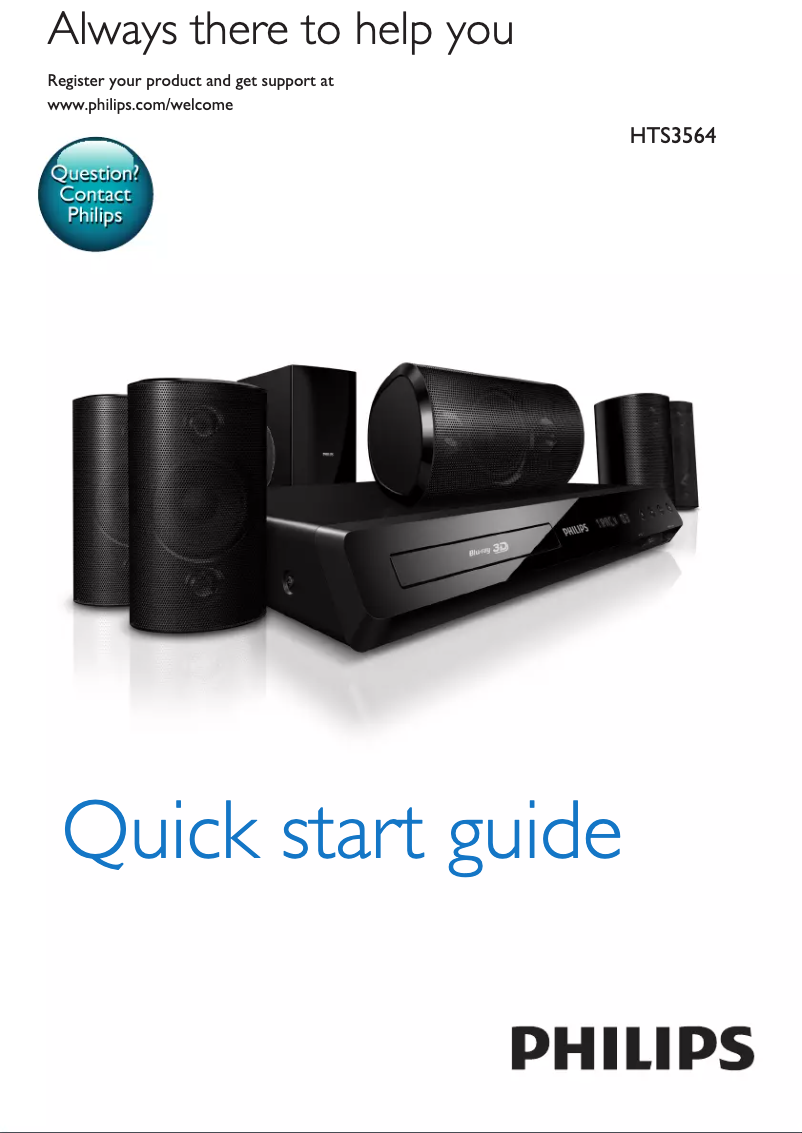 Page n°1 - Guide de démarrage rapide Philips HTS3564