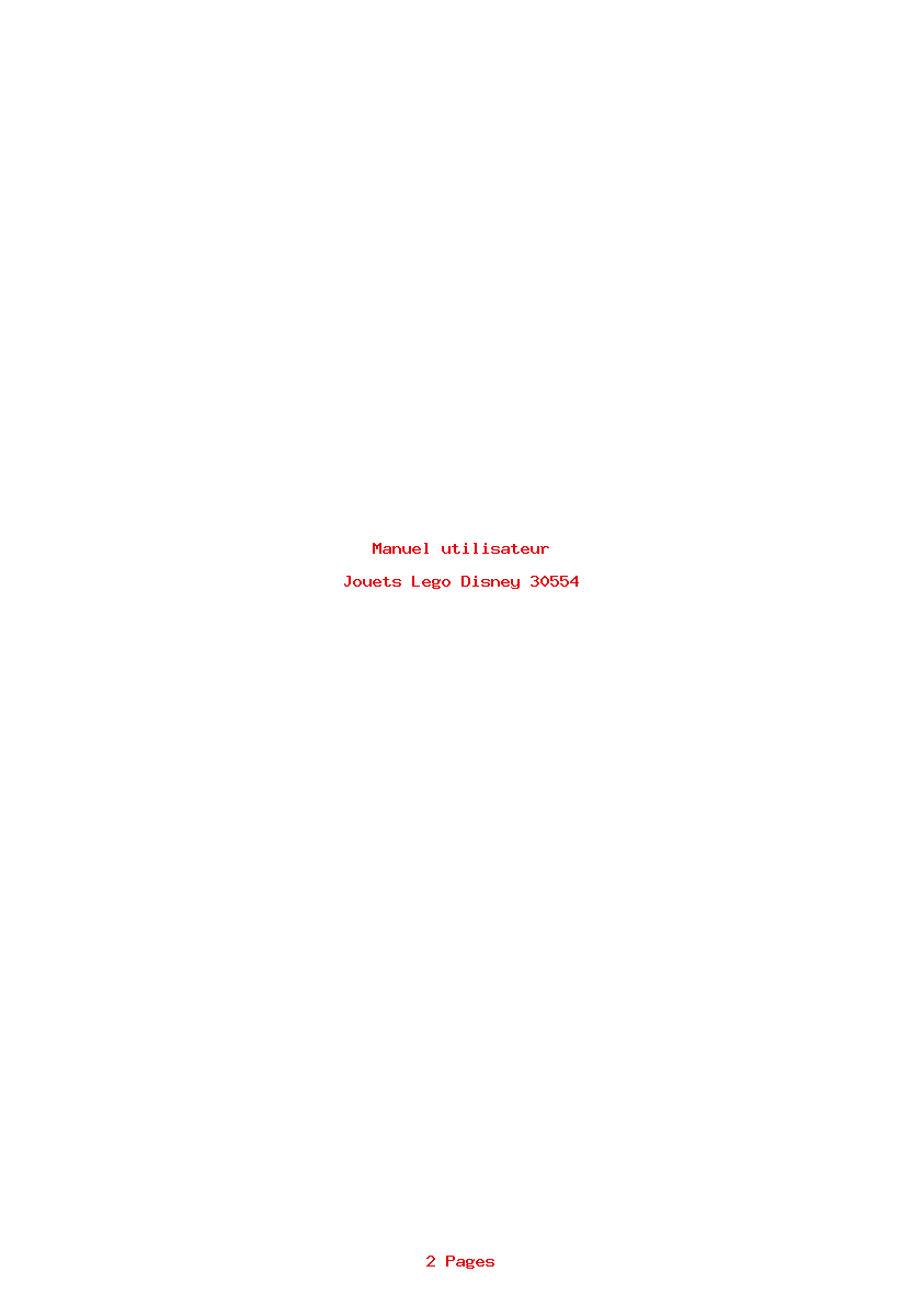 Page 1 de la notice Manuel utilisateur Lego Disney 30554