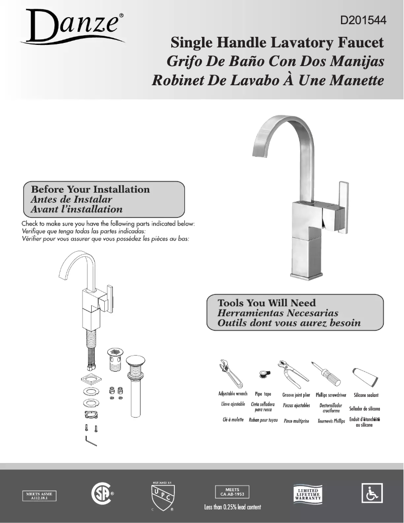 Página 1 del manual Manual de usuario Danze D201544