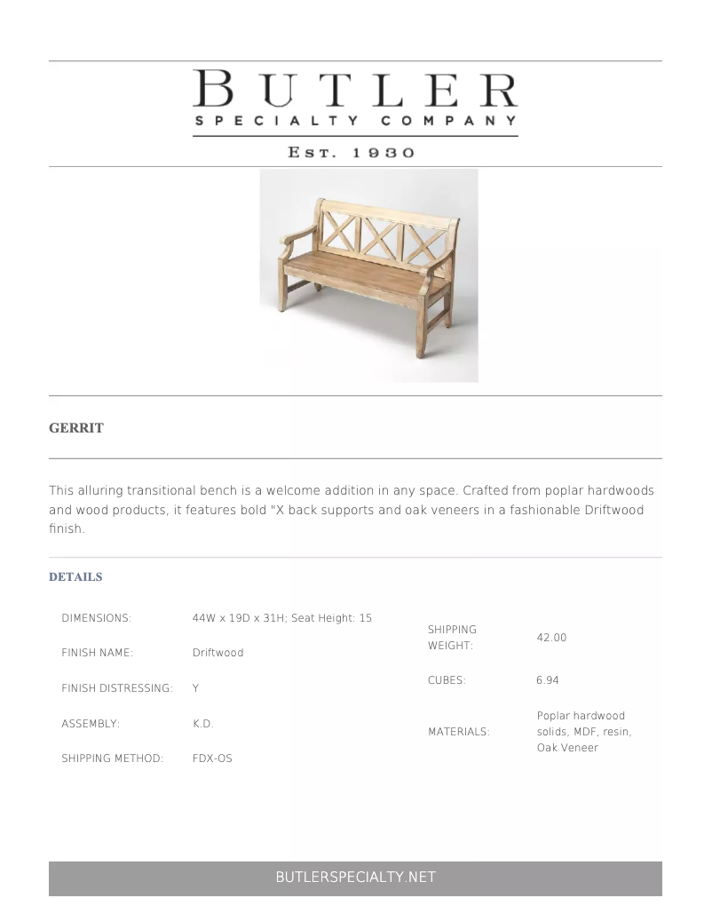 Page 1 de la notice Manuel utilisateur Butler Gerrit 5048247