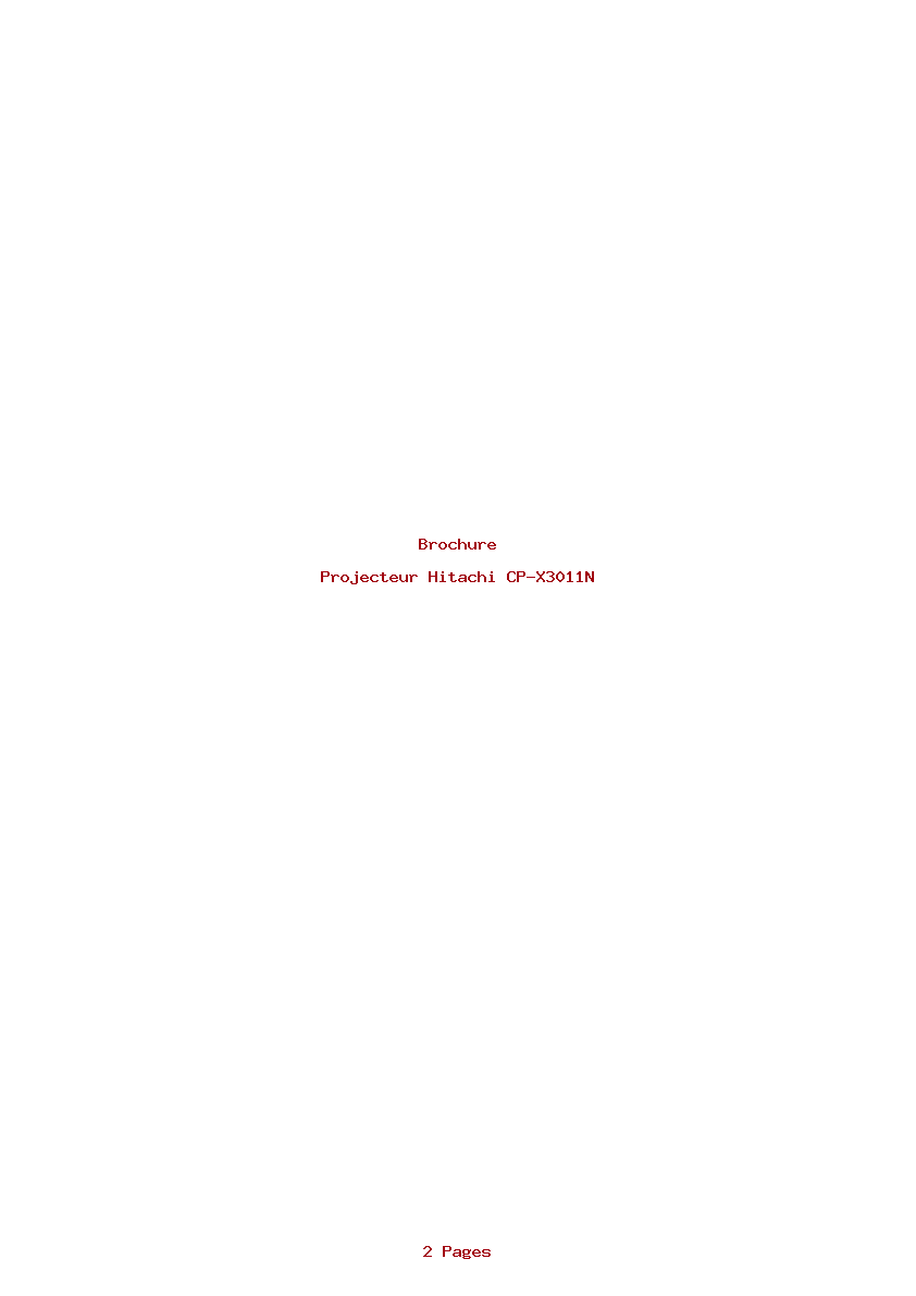 Page 1 de la notice Brochure Hitachi CP-X3011N