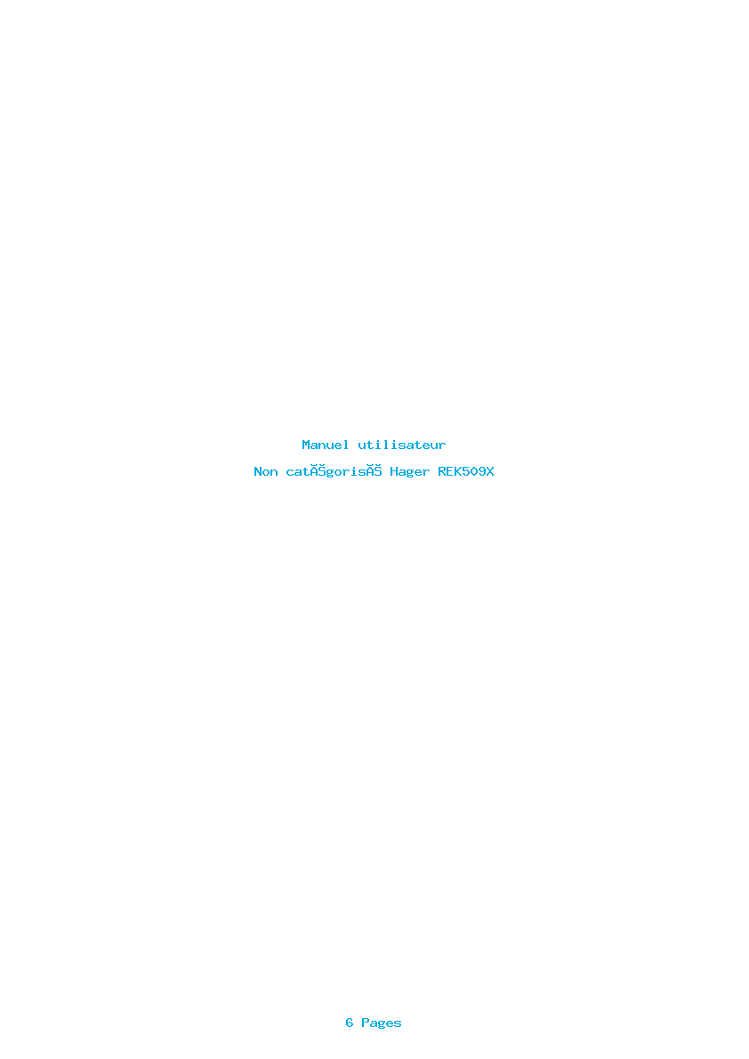 Page 1 de la notice Manuel utilisateur Hager REK509X
