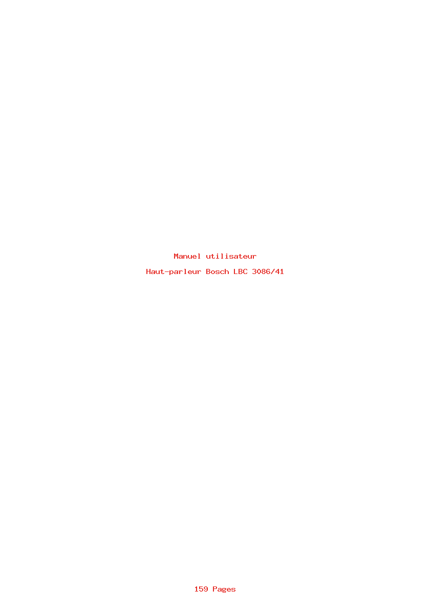 Page 1 de la notice Manuel utilisateur Bosch LBC 3086/41