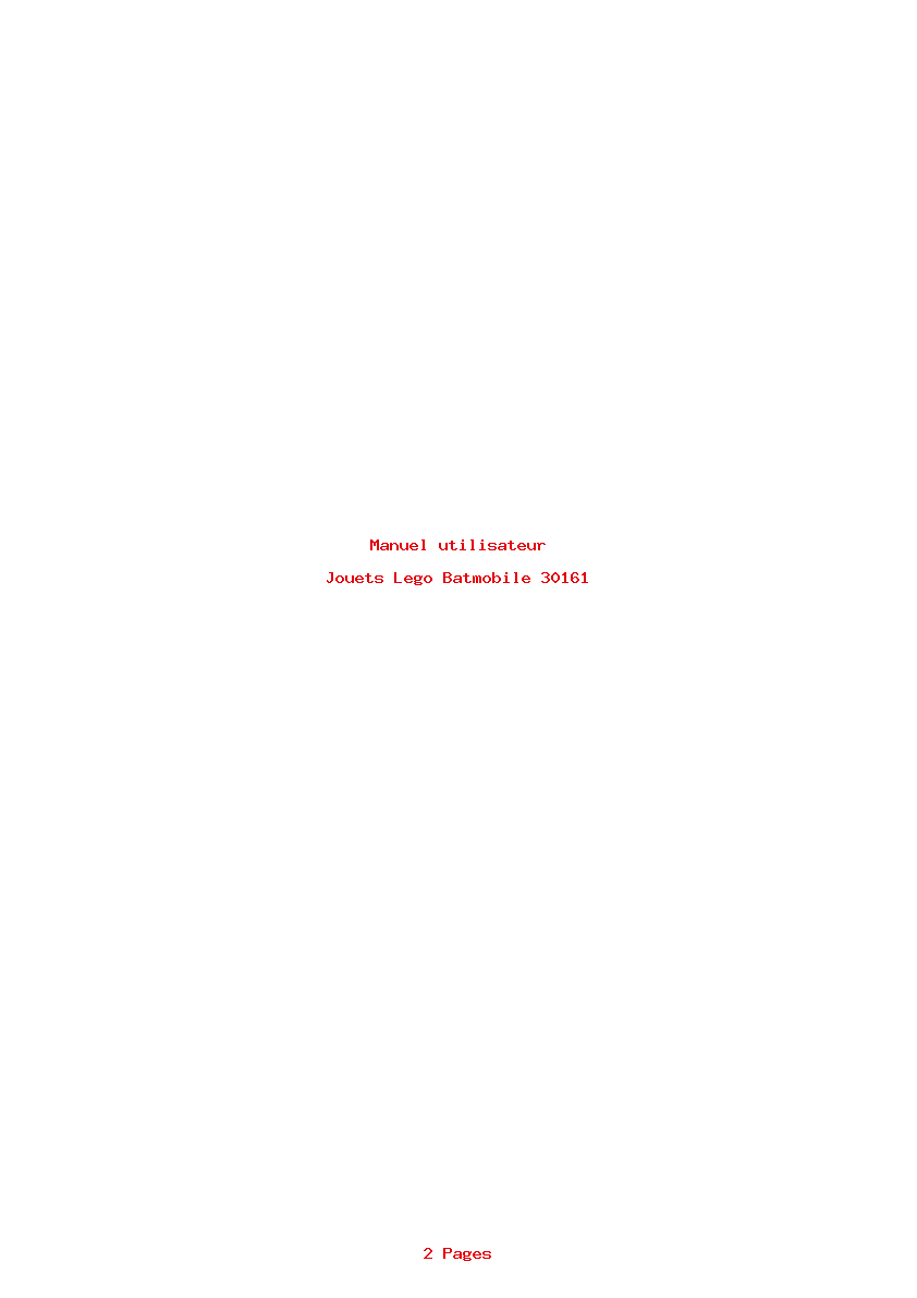 Page 1 de la notice Manuel utilisateur Lego Batmobile 30161