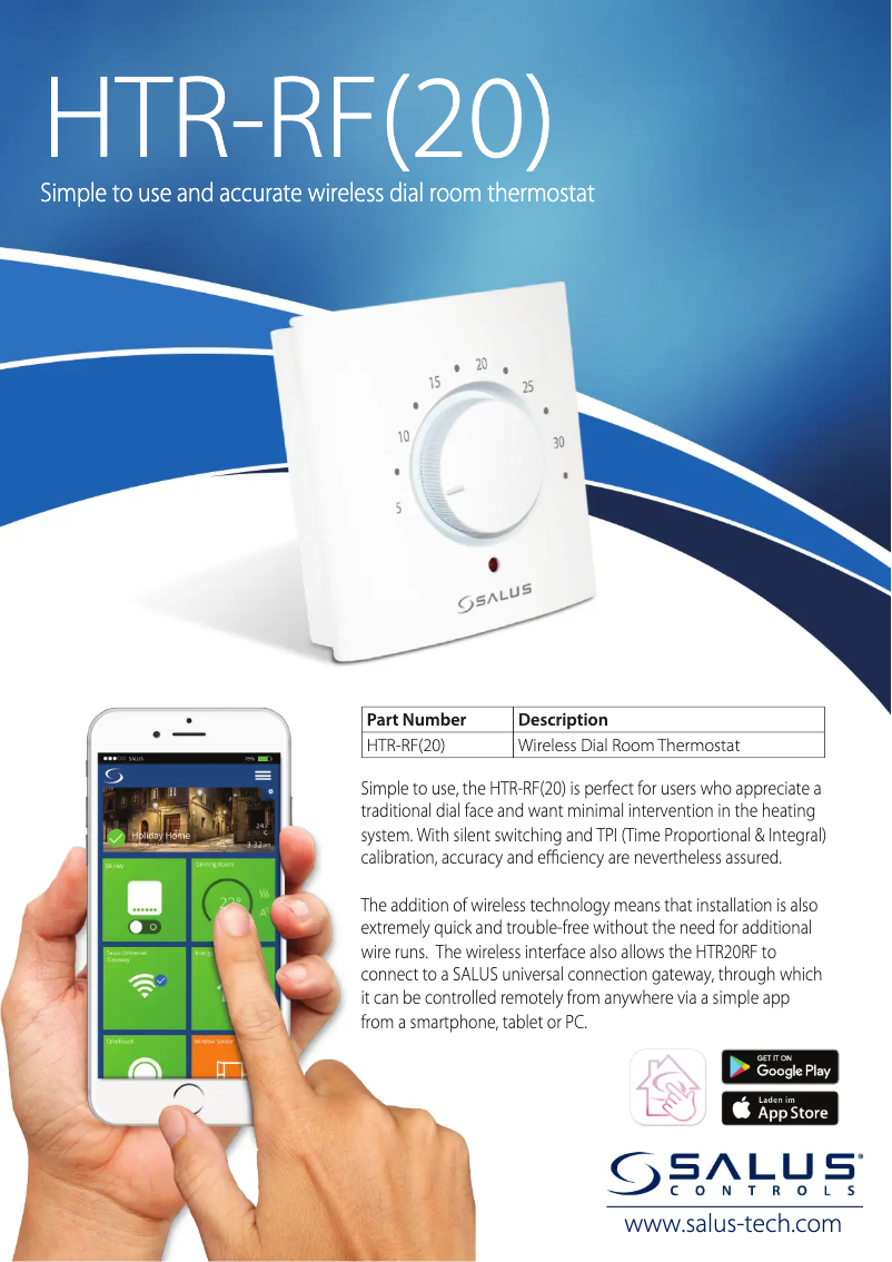 Página 1 del manual Ficha técnica Salus HTR-RF20