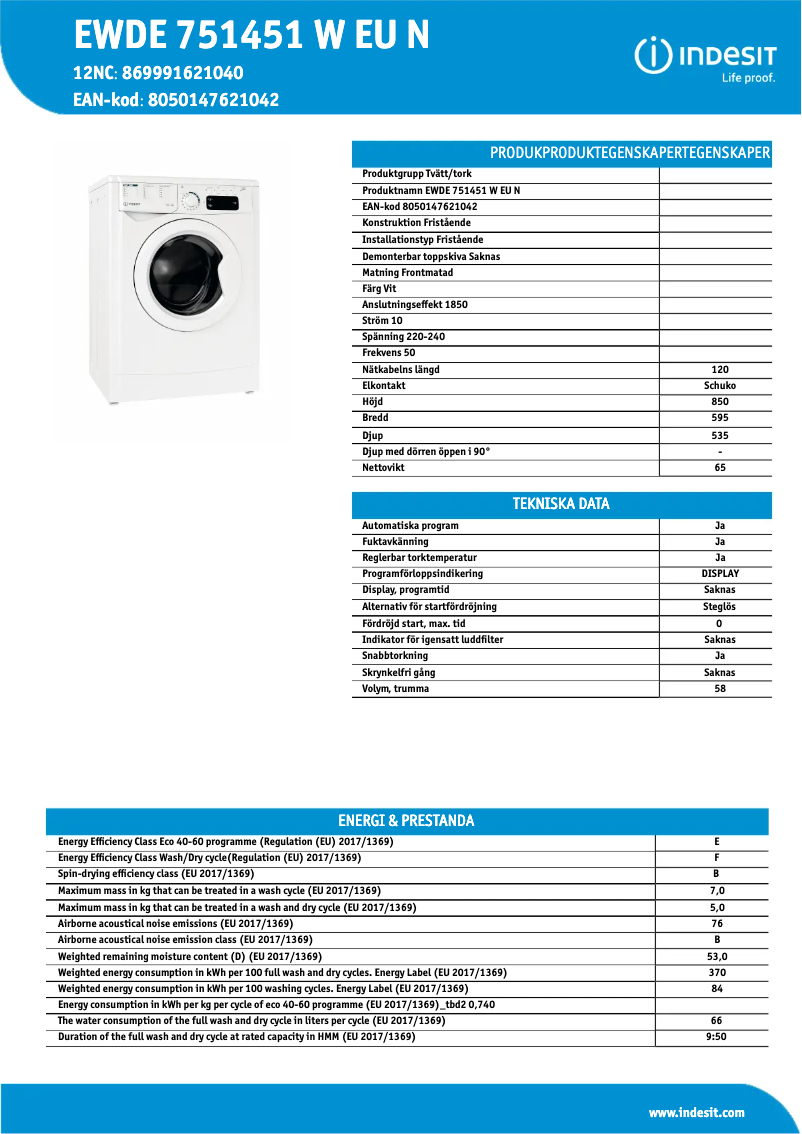 Image de la première page du manuel de l'appareil EWDE 751451 W EU N