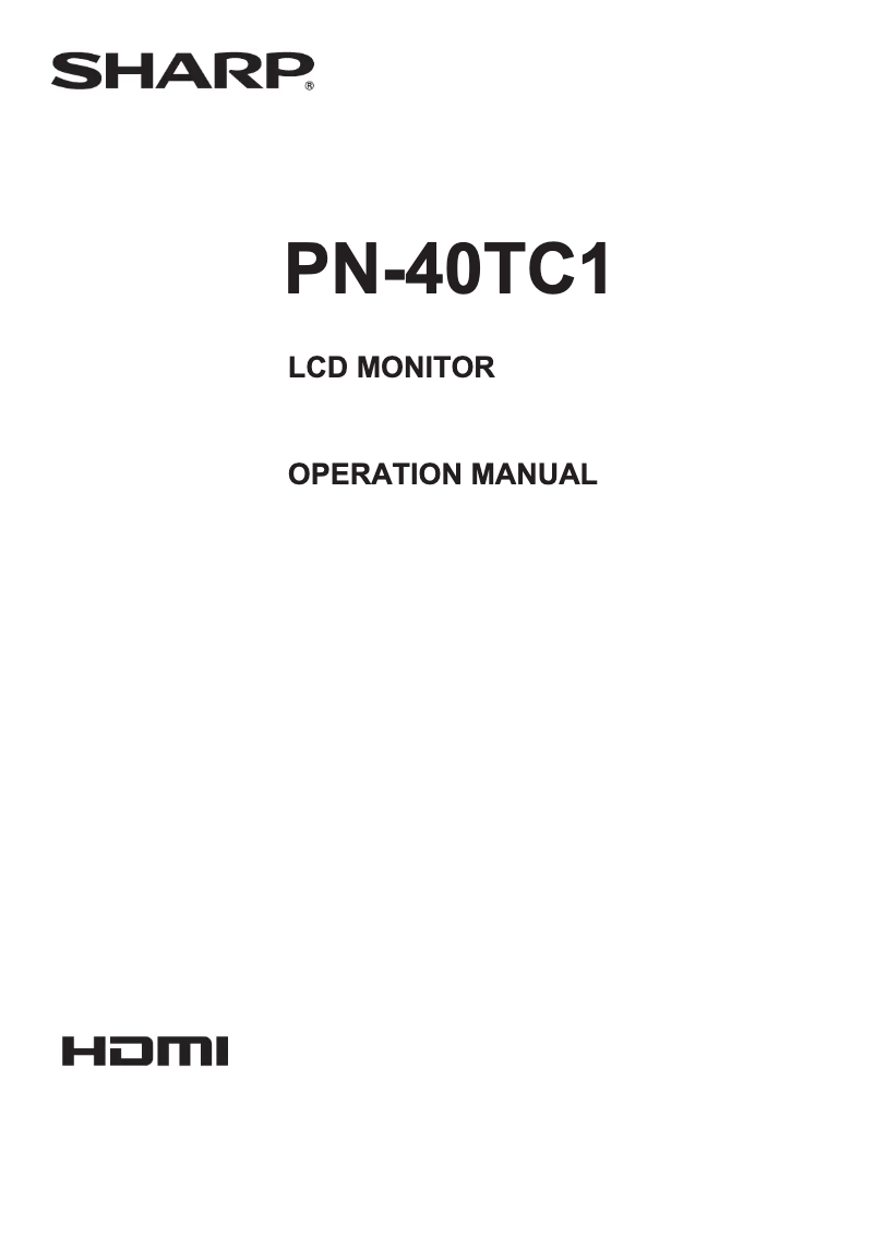 Page 1 de la notice Manuel utilisateur Sharp PN-40TC1