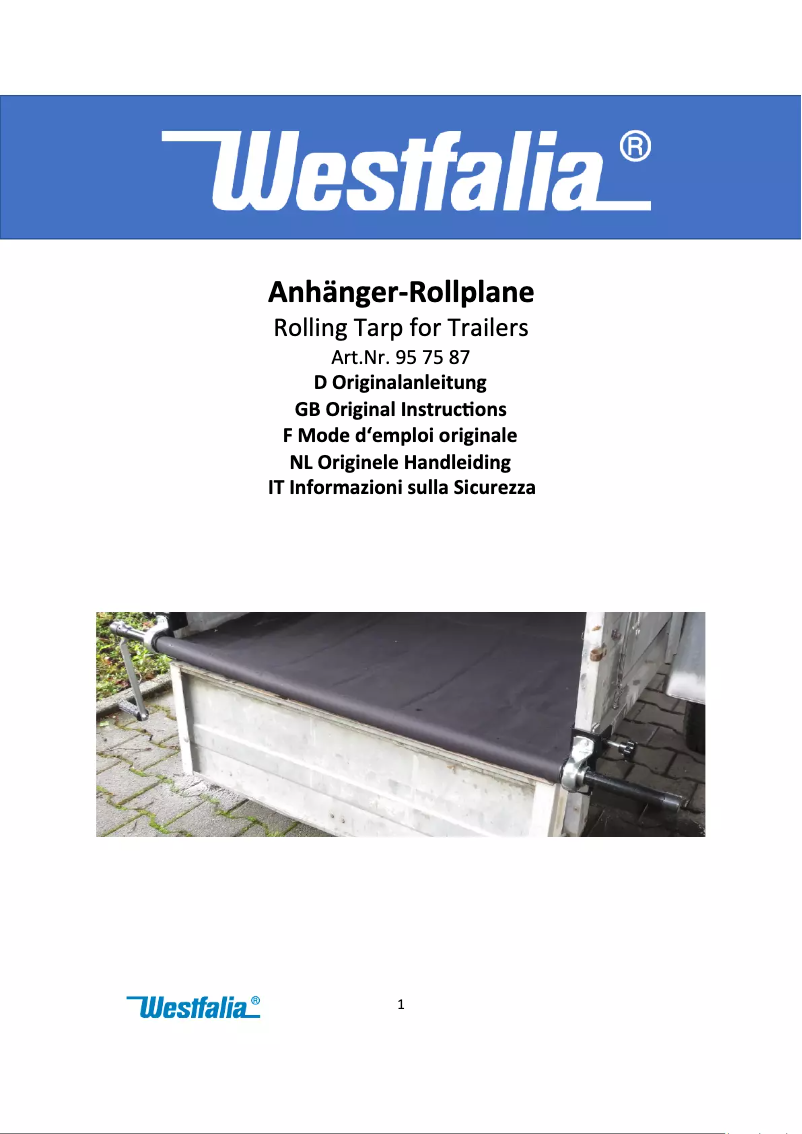 Page 1 de la notice Manuel utilisateur Westfalia 957587