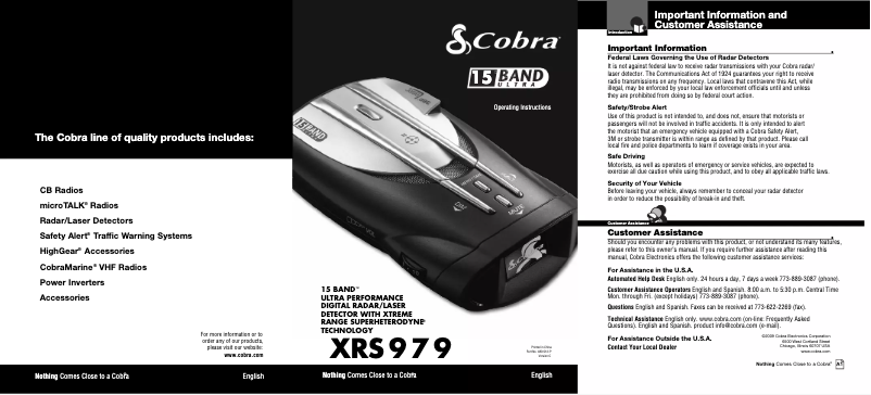 Página 1 del manual Manual de usuario Cobra XRS 979