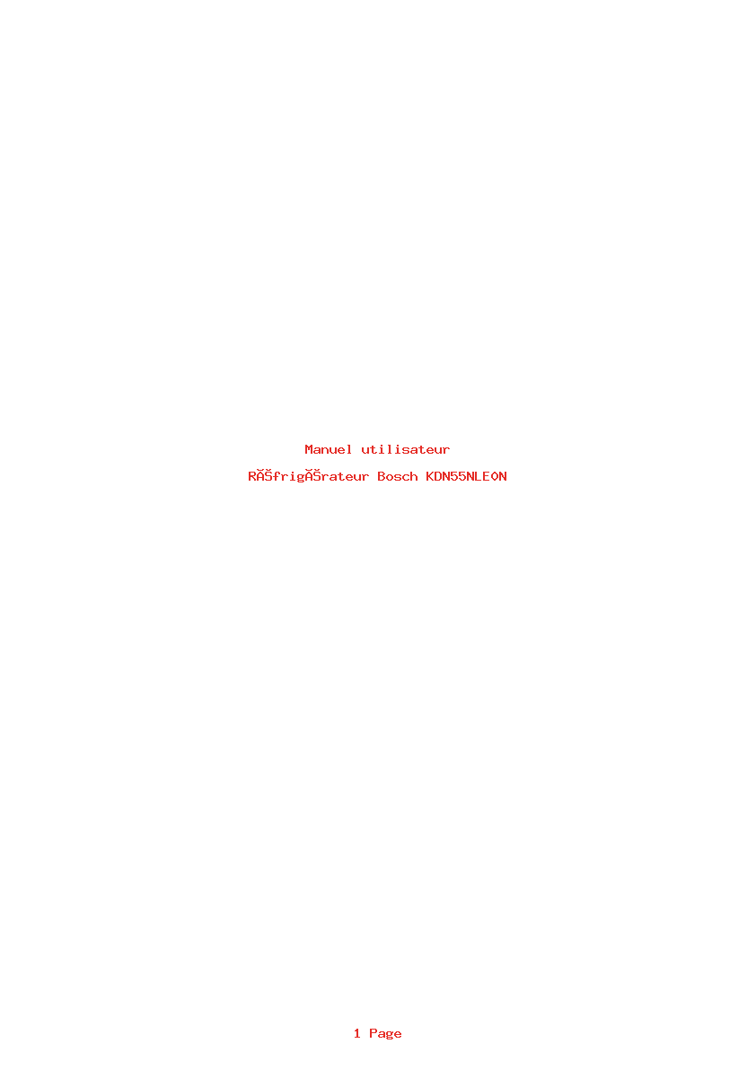 Page 1 de la notice Manuel utilisateur Bosch KDN55NLE0N