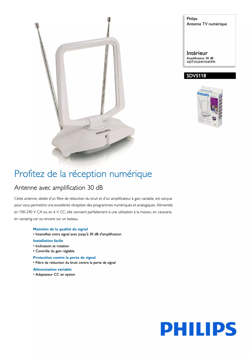 Page 1 of the manual Technical Sheet Philips SDV5118