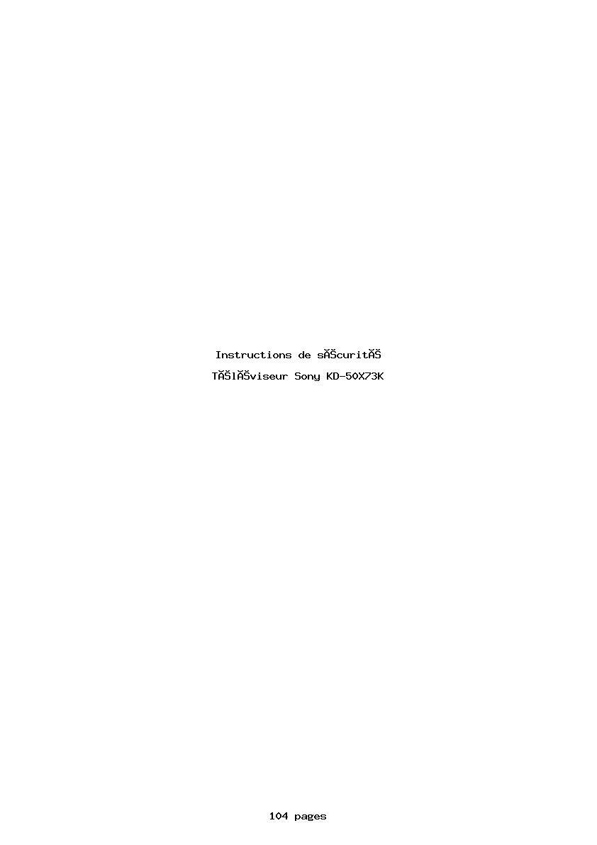 Page 1 de la notice Instructions de sécurité Sony KD-50X73K