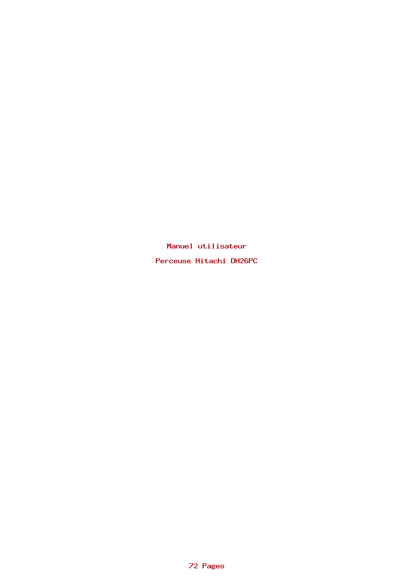 Page 1 de la notice Manuel utilisateur Hitachi DH26PC