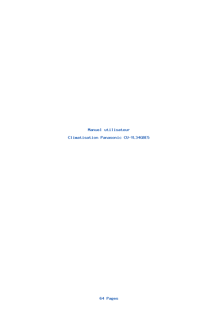 Page 1 de la notice Manuel utilisateur Panasonic CU-YL34GBE5