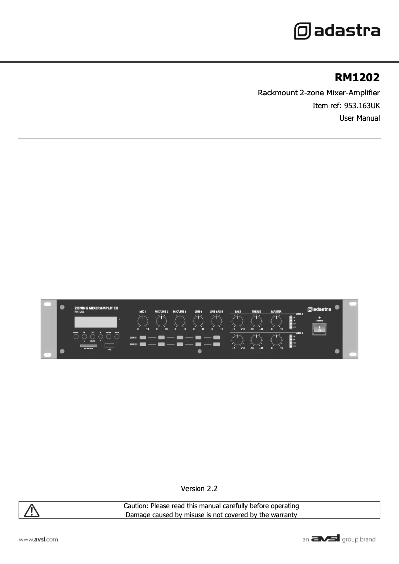 Página 1 del manual Manual de usuario Adastra RM1202