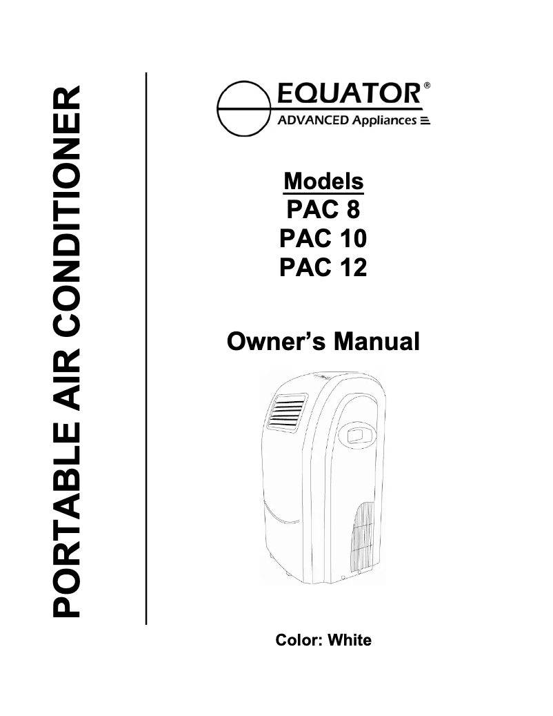 Page 1 de la notice Manuel utilisateur Equator PAC 8