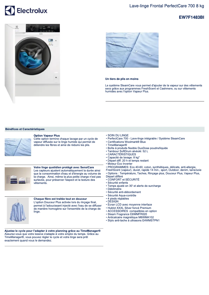 Página 1 del manual Ficha técnica Electrolux EW7F1483BI