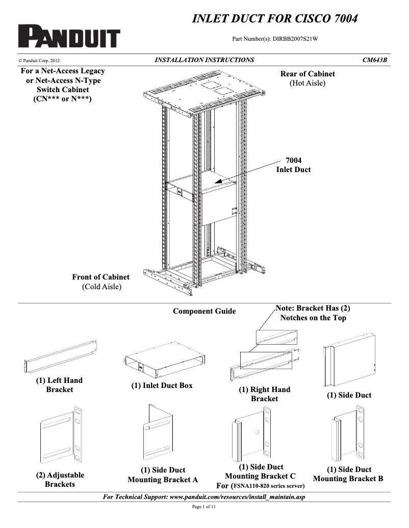 Page 1 de la notice Guide d'installation Panduit DIRBB2007S21W