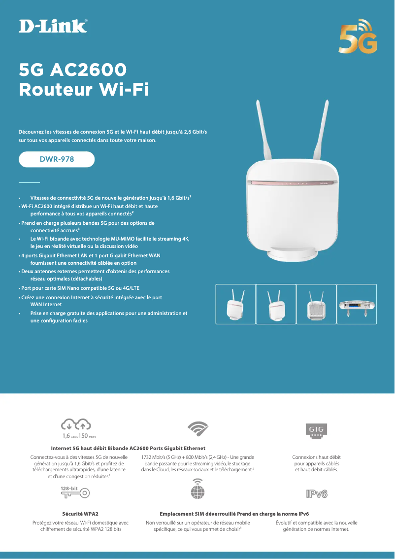 Page 1 de la notice Fiche technique D-Link DWR-978