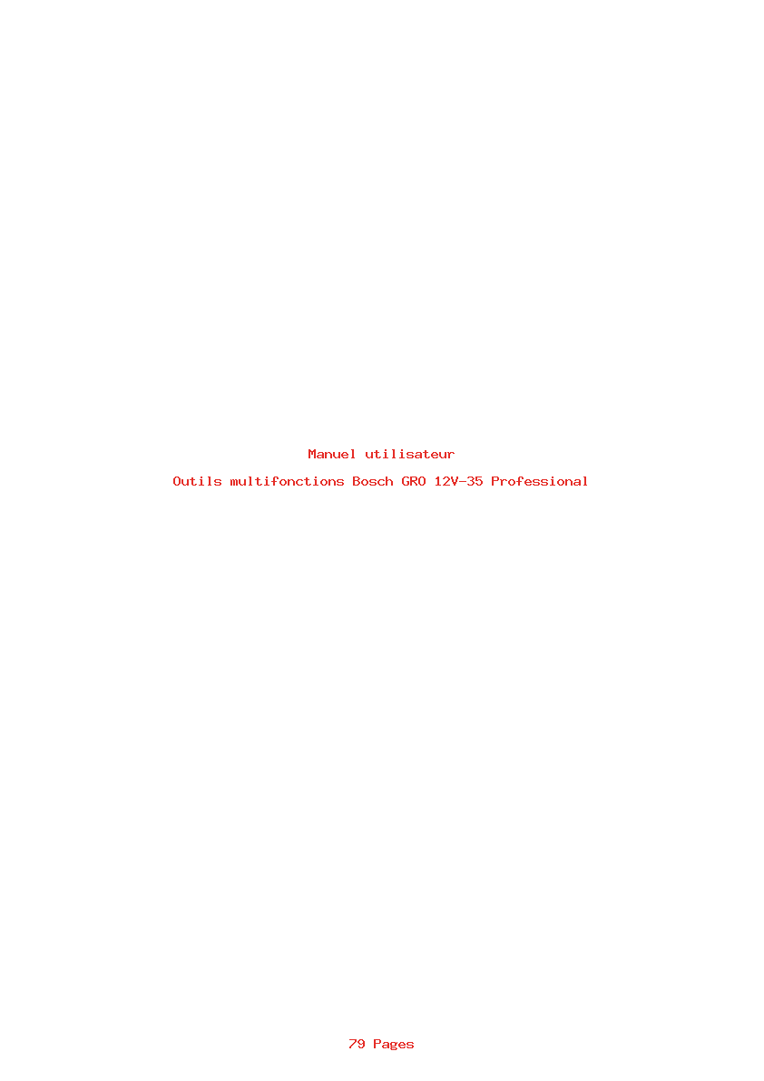 Page 1 de la notice Manuel utilisateur Bosch GRO 12V-35 Professional