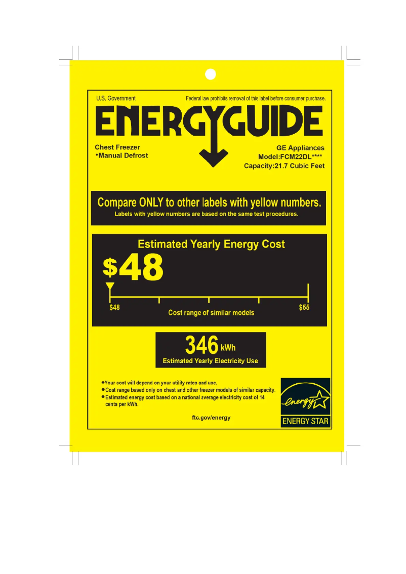 Page 1 of the manual Energy Label GE FCM22DLWW