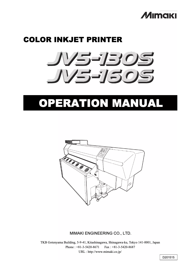 Page 1 of the manual User Manual Mimaki JV5-130S