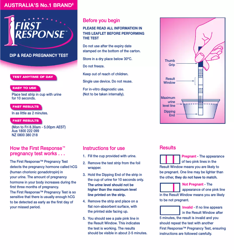 Page 1 of the manual User Manual First Response Dip & Read