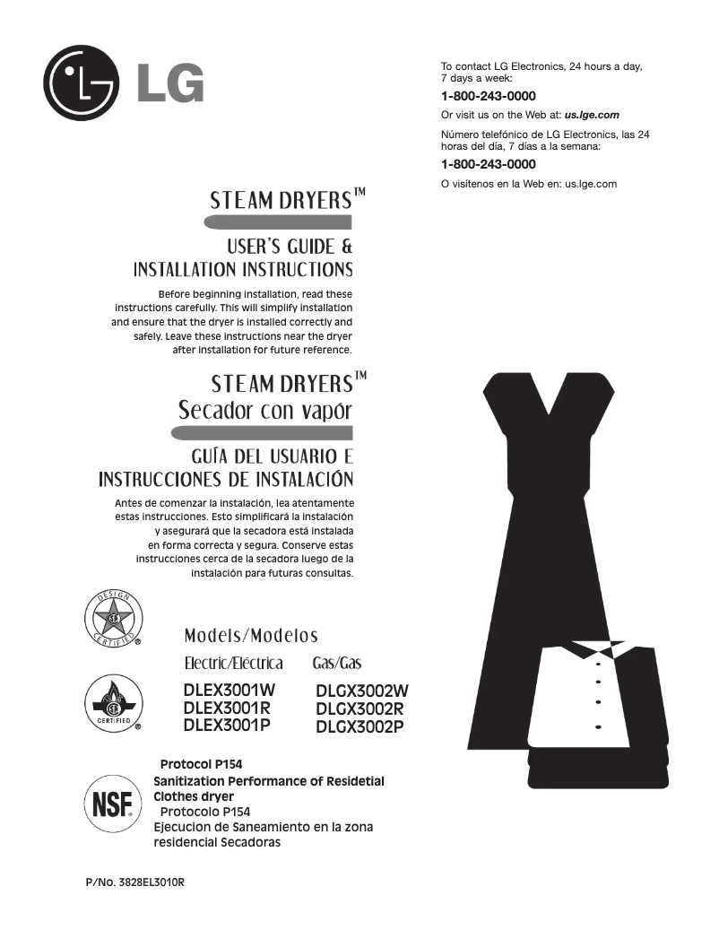 Page 1 de la notice Manuel utilisateur LG DLEX3001P