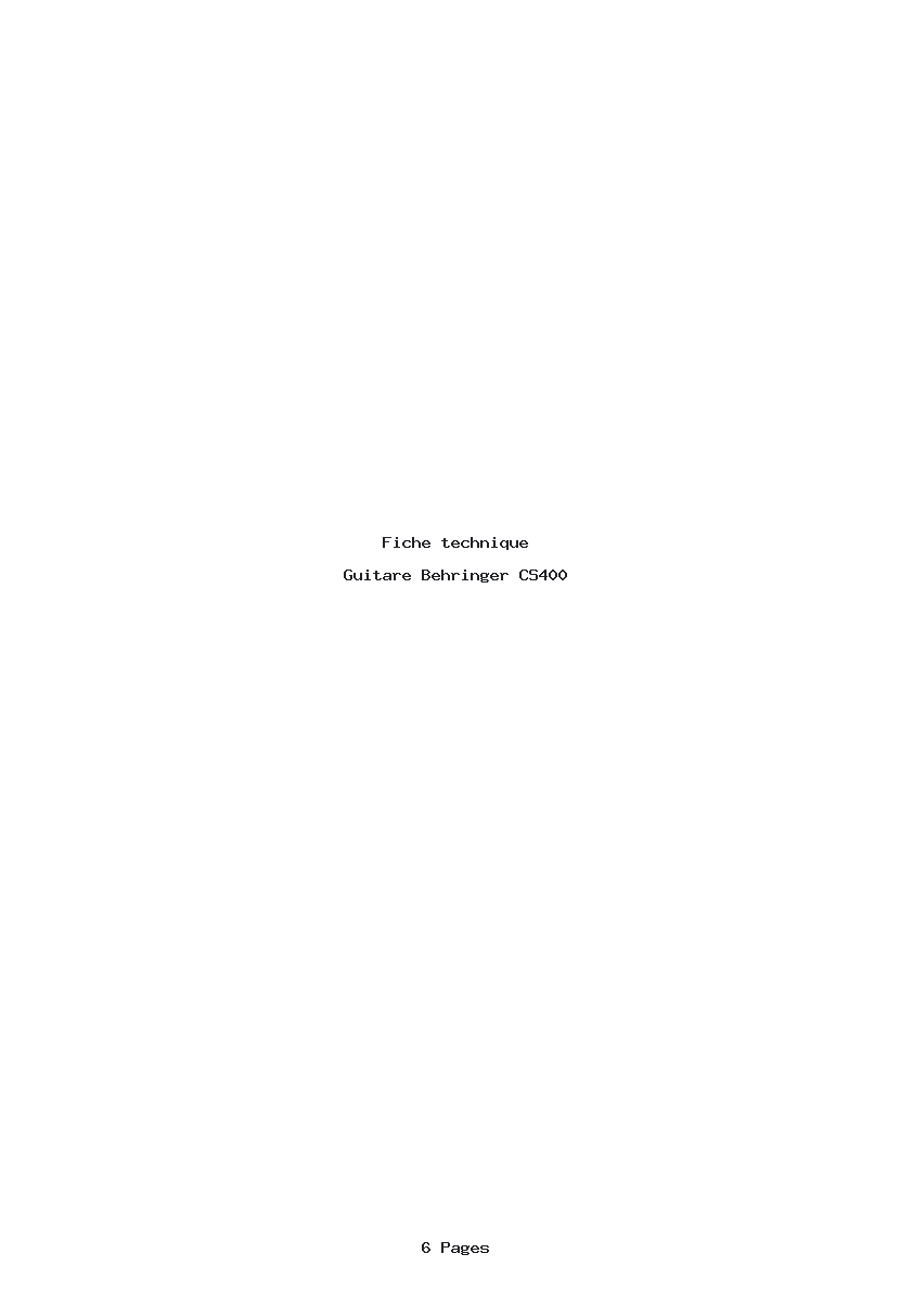 Page 1 de la notice Fiche technique Behringer CS400