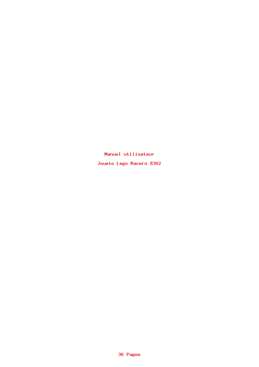 Page 1 de la notice Manuel utilisateur Lego Racers 8362