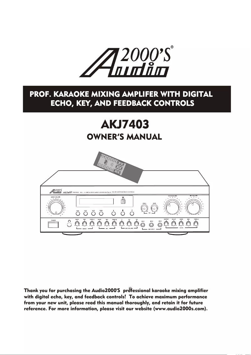 Page 1 de la notice Manuel utilisateur Audio2000'S AKJ7403