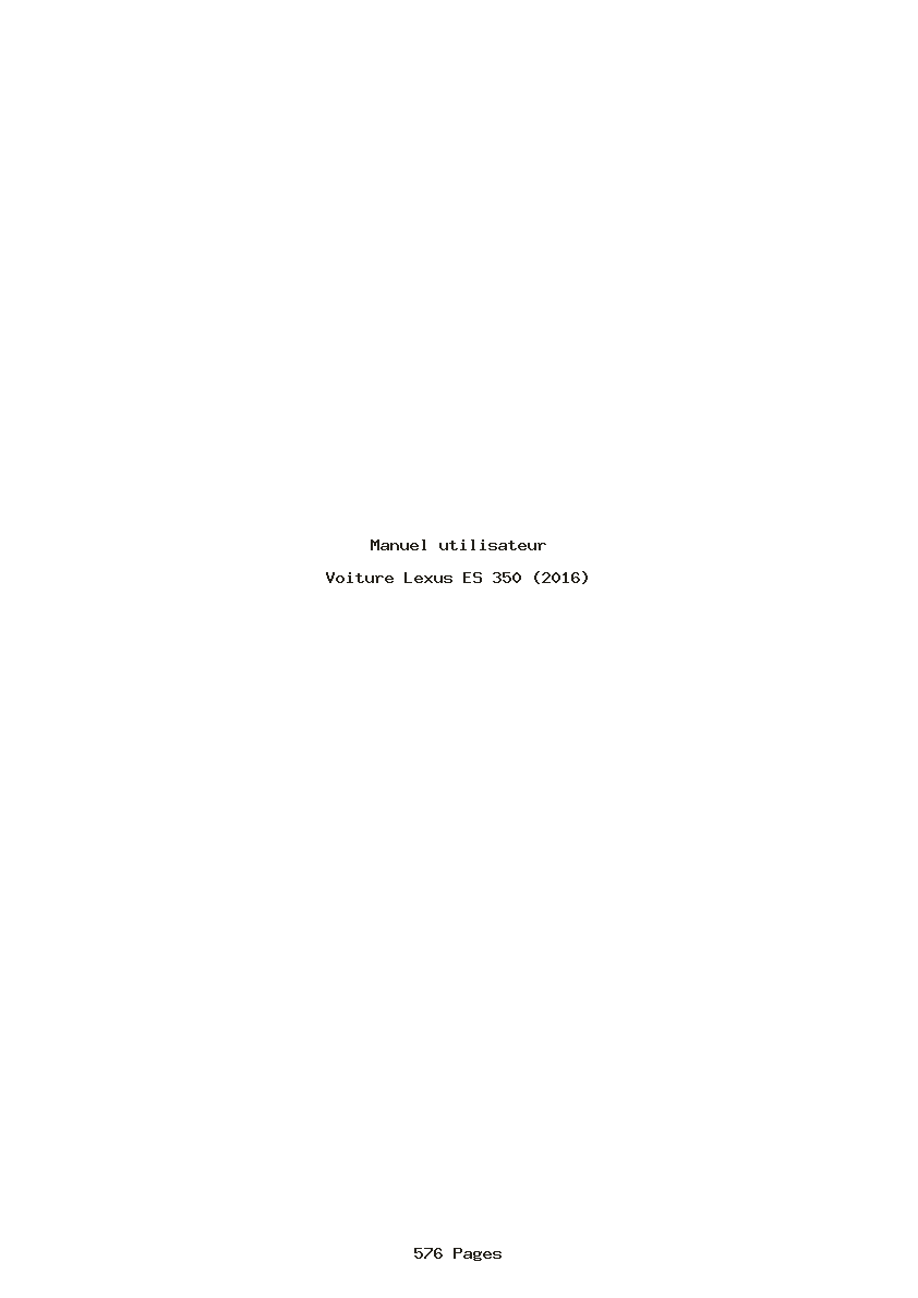 Page 1 de la notice Manuel utilisateur Lexus ES 350 (2016)