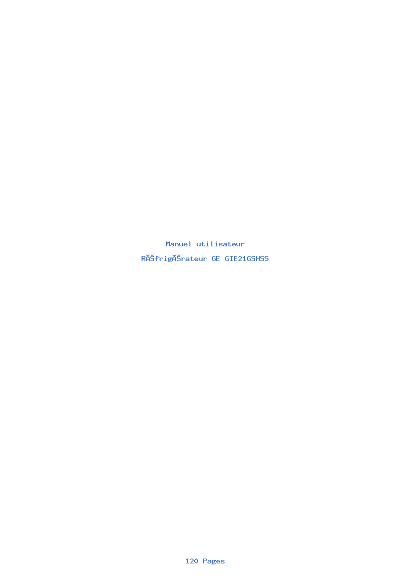 Page 1 de la notice Manuel utilisateur GE GIE21GSHSS