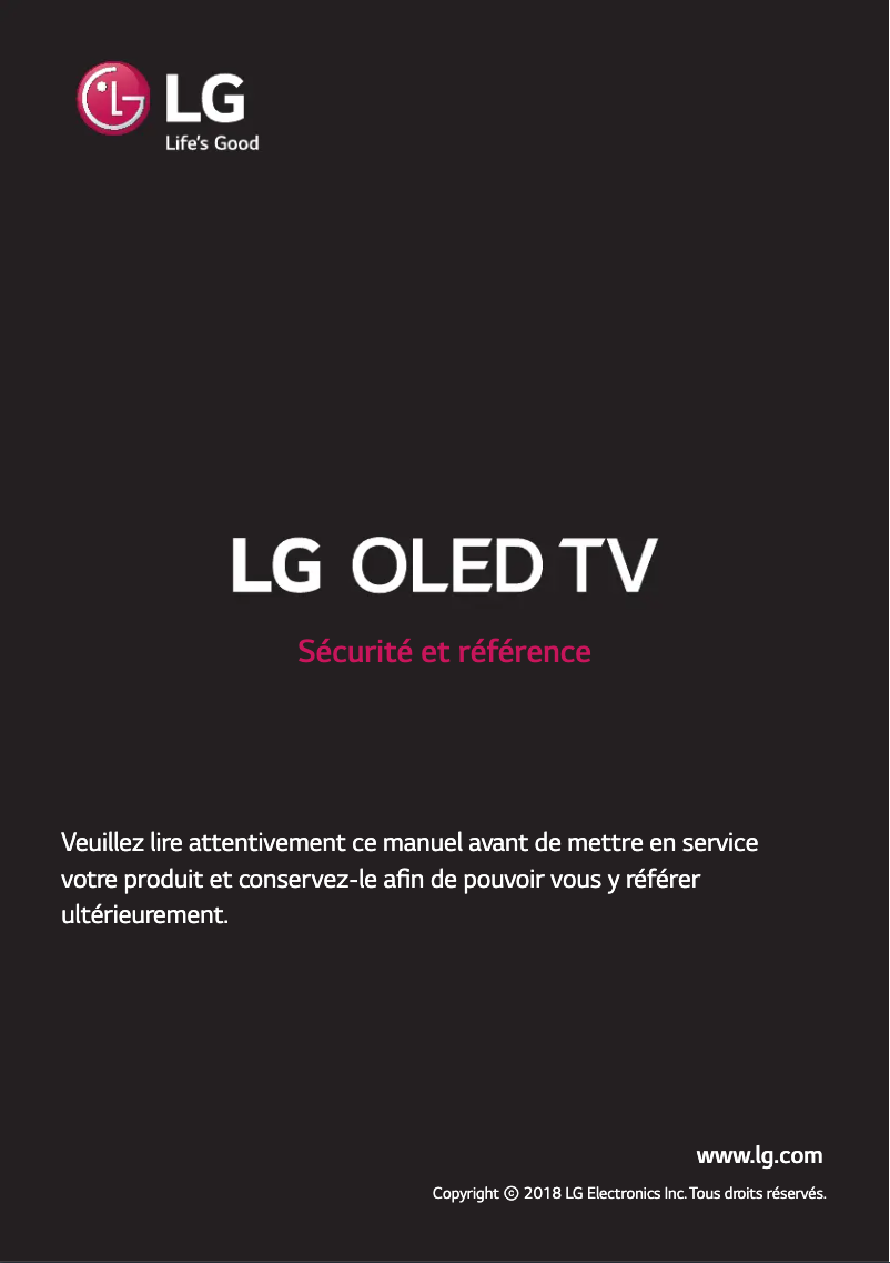 Page 1 de la notice Manuel utilisateur LG OLED77W8PVA