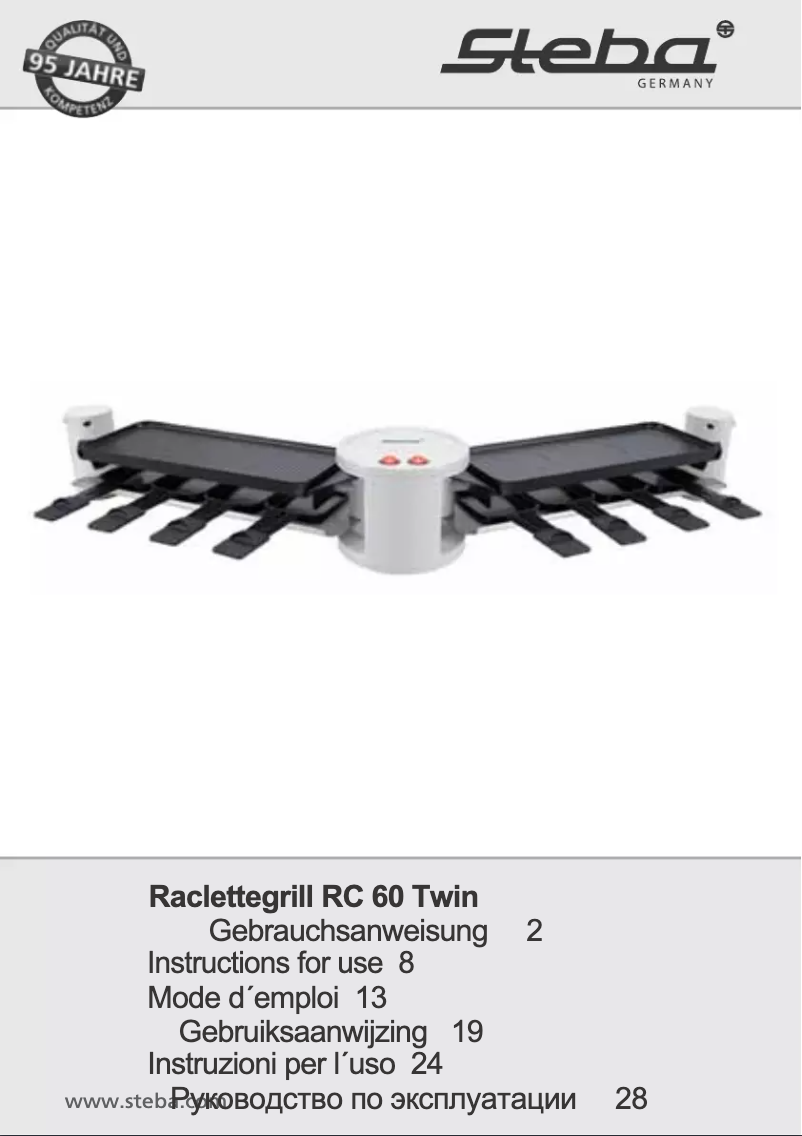 Page 1 de la notice Manuel utilisateur Steba RC60 TWIN Raclette