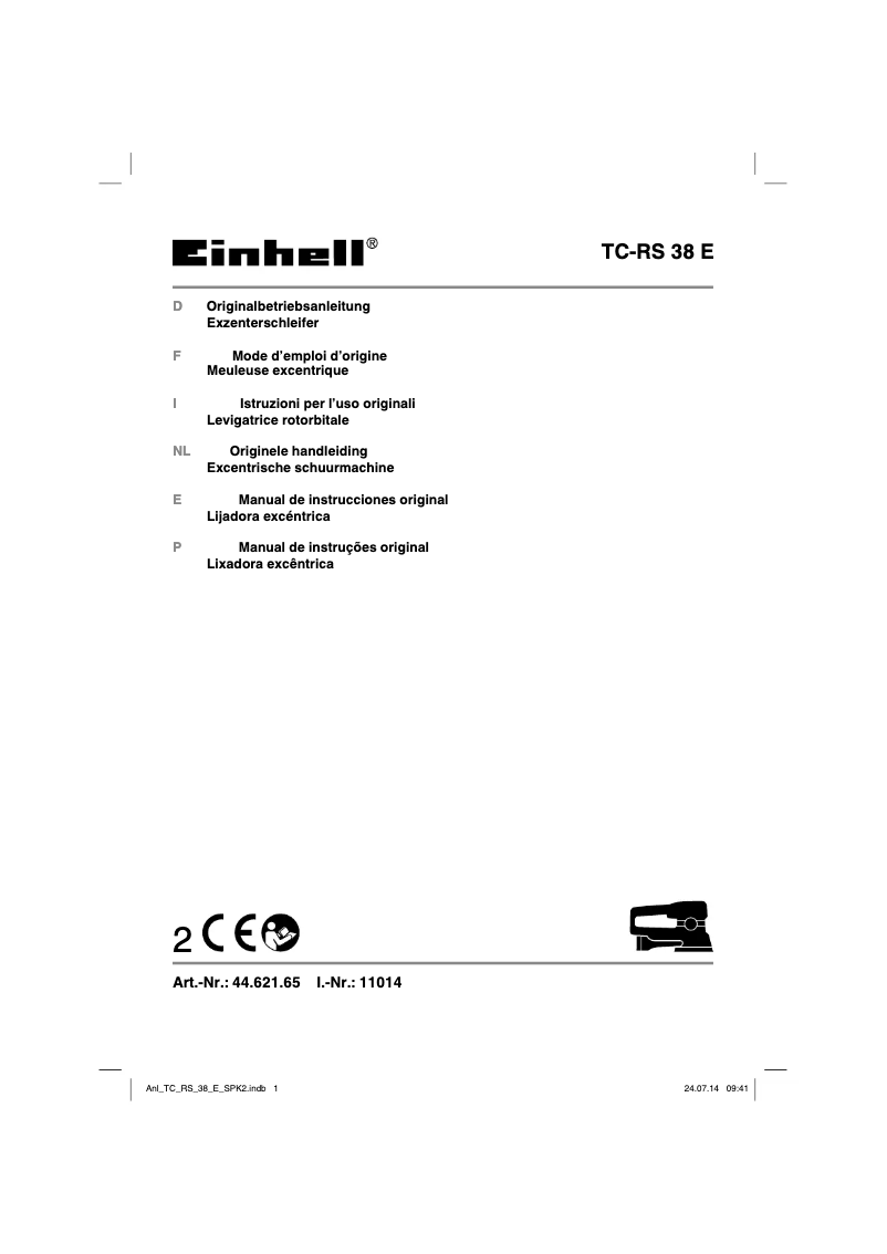 Page 1 de la notice Manuel utilisateur Einhell TC-RS 38 E