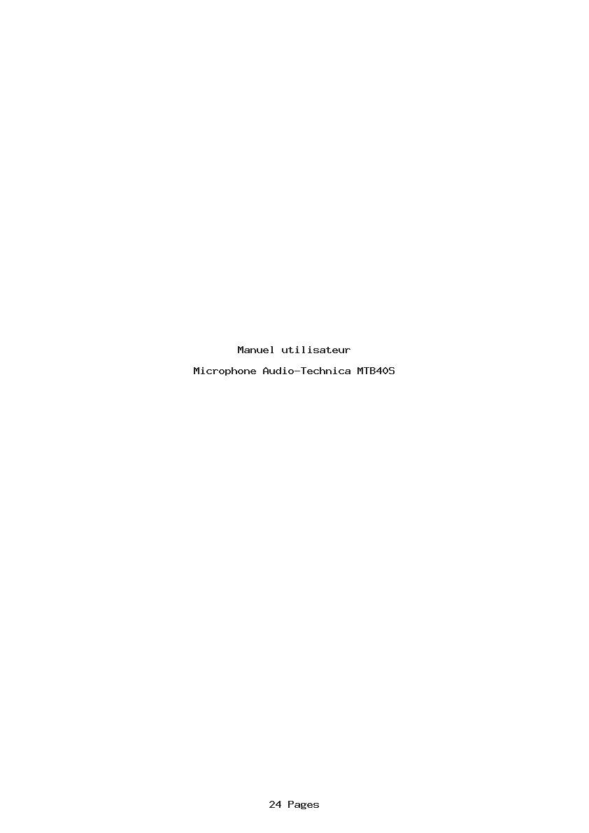 Page 1 de la notice Manuel utilisateur Audio-Technica MTB40S