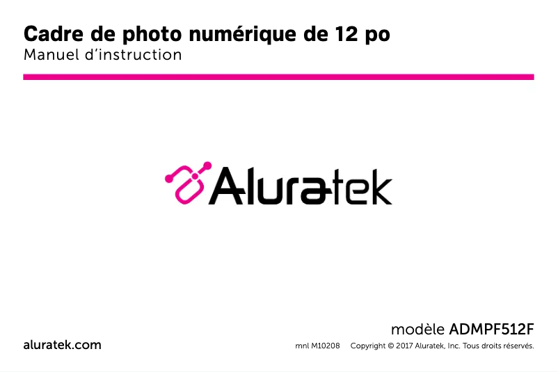 Page 1 of the manual User Manual Aluratek ADMPF512F