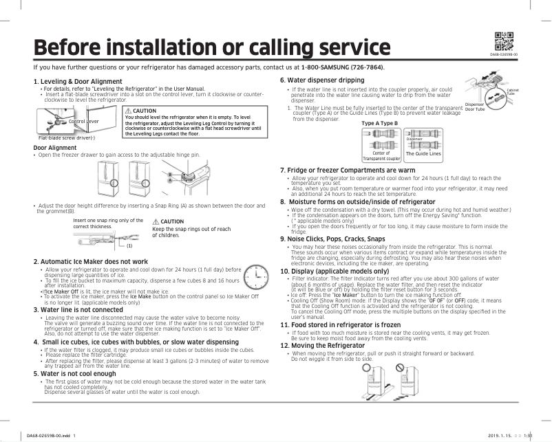 Página 1 del manual Guía de instalación Samsung RF22A4010S9