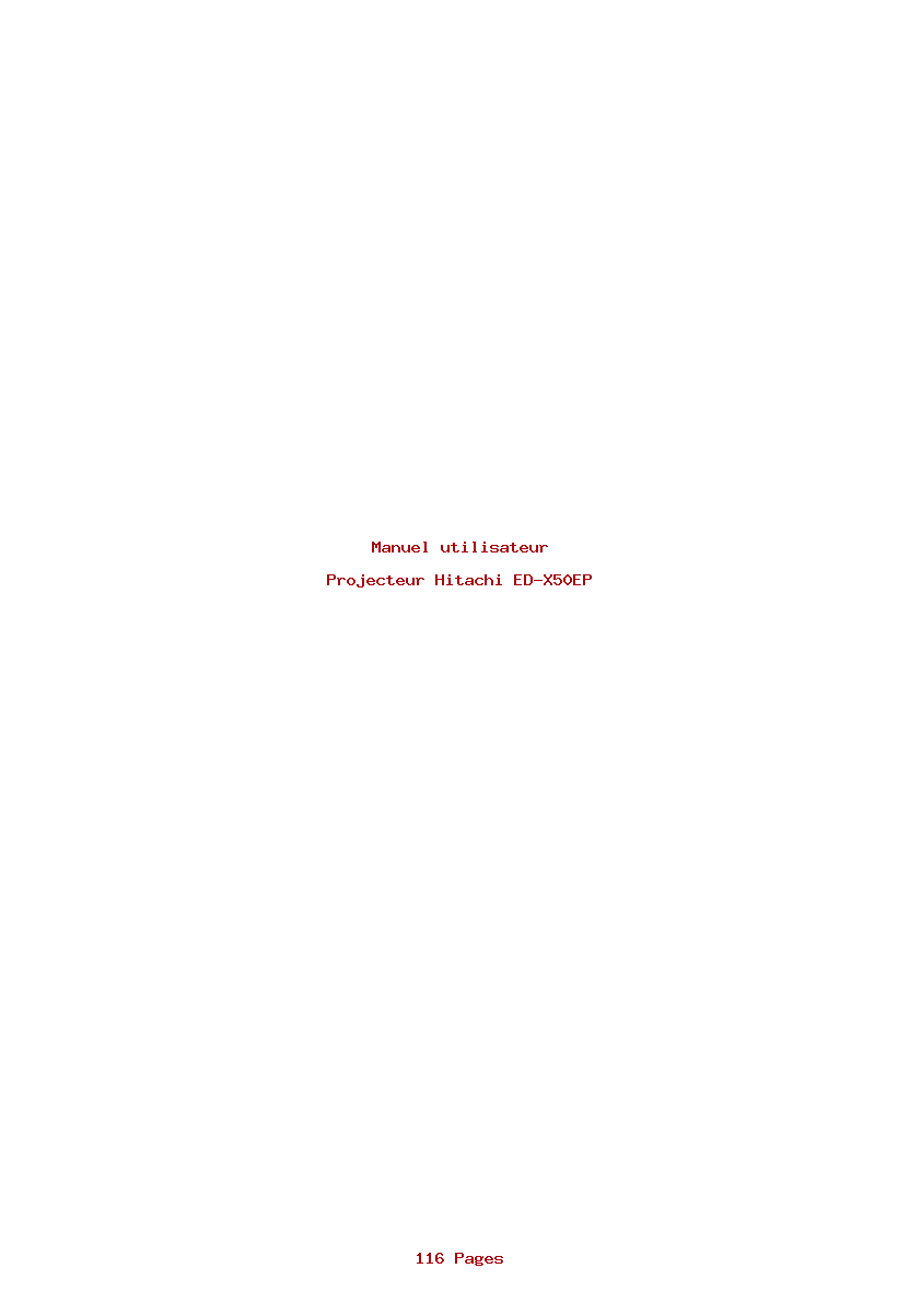 Page 1 de la notice Manuel utilisateur Hitachi ED-X50EP