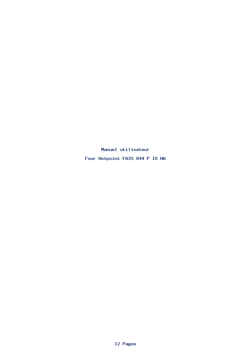 Page 1 de la notice Manuel utilisateur Hotpoint FA3S 844 P IX HA