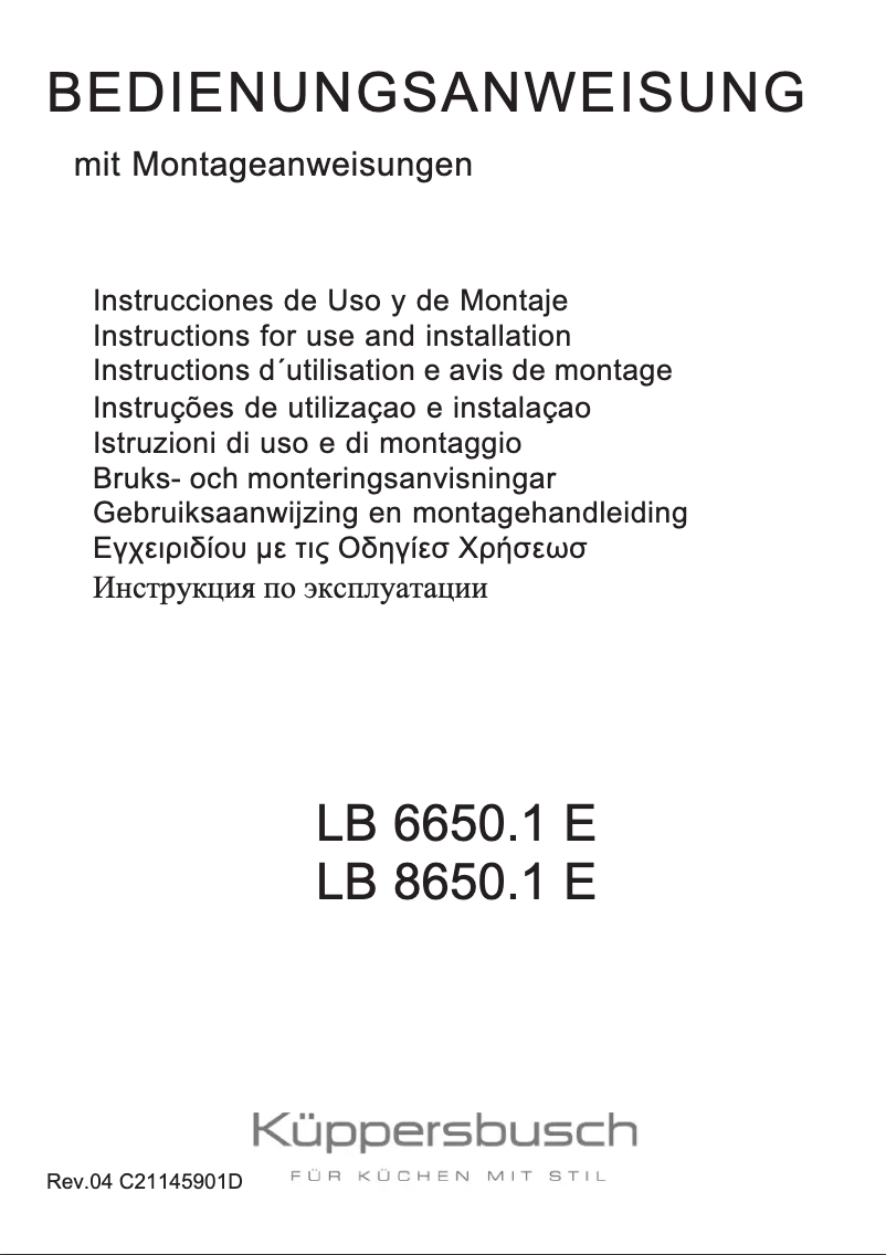 Page 1 of the manual User Manual Küppersbusch LB 6650.1E