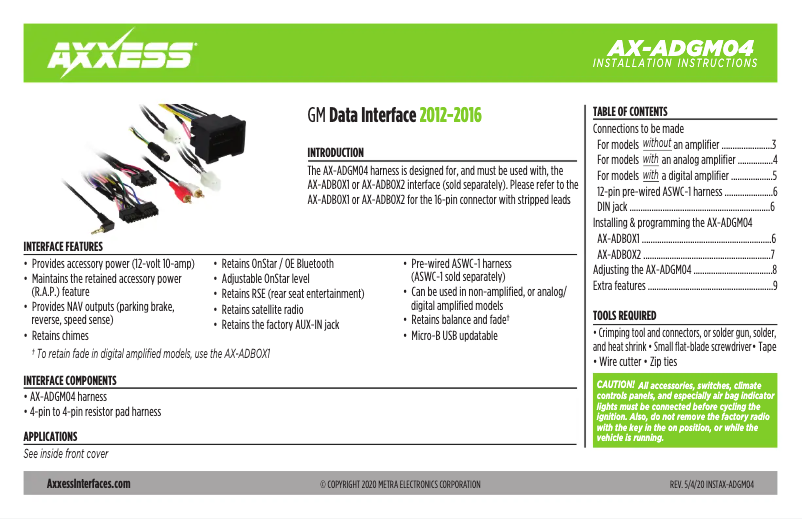 Page 1 de la notice Manuel utilisateur AXESS AX-ADGM04